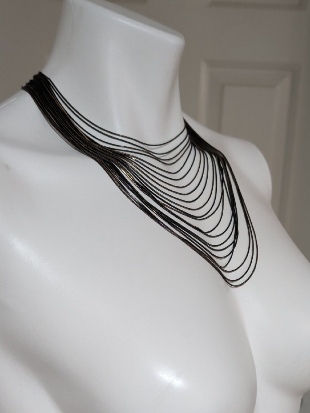 Lovisa Multi-Strand Black & Gold Plated Fine Snake Chain Layered Necklace 15"